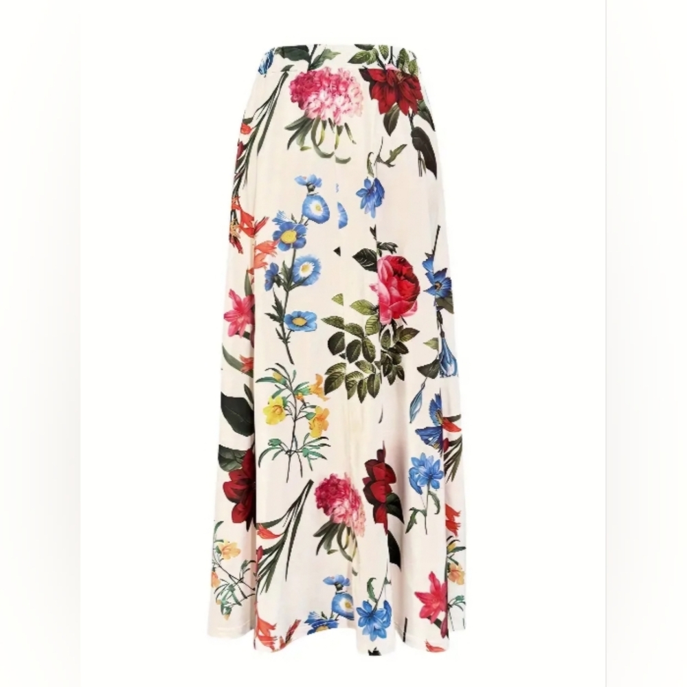 Arrived Today Colorful Floral Print Maxi Skirt Smooth Poly Print - Picture 2 of 3